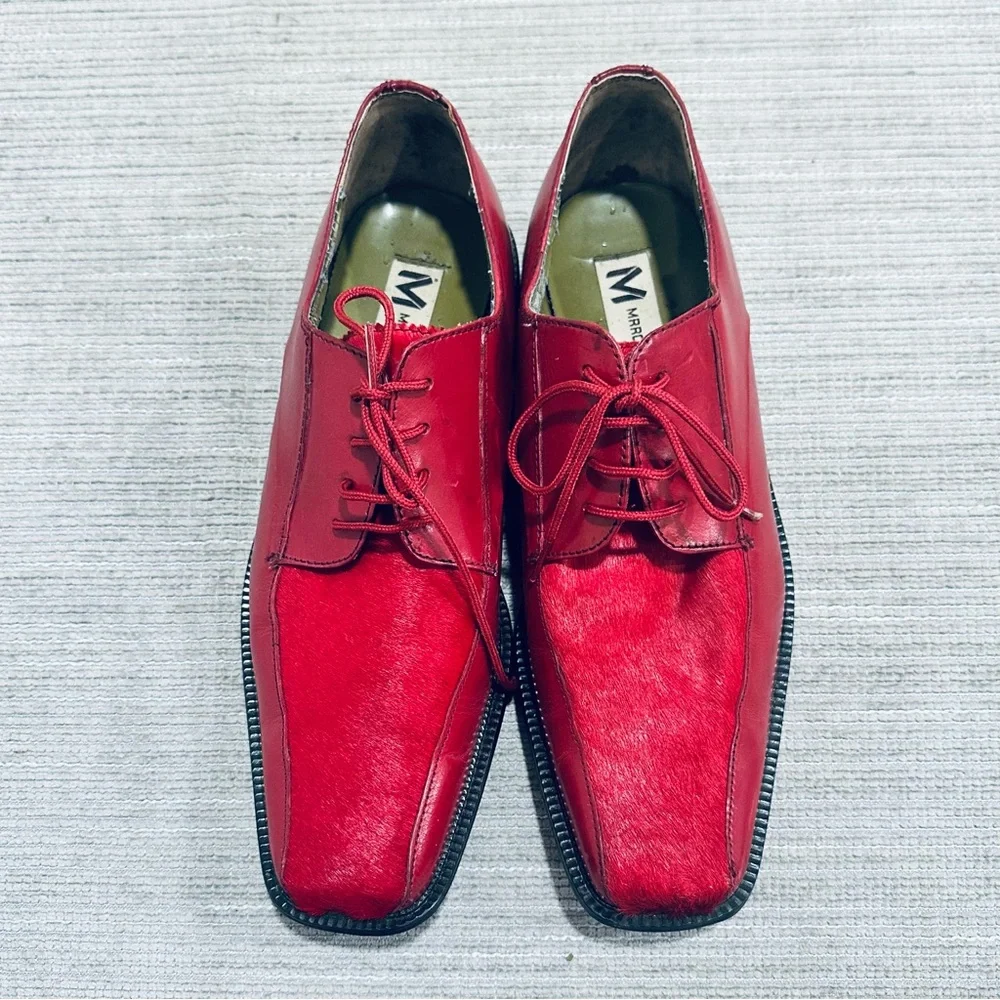 MARCO VICCI ‎ Red Leather Lace Up Men’s Size 10,5 M Dress Shoe